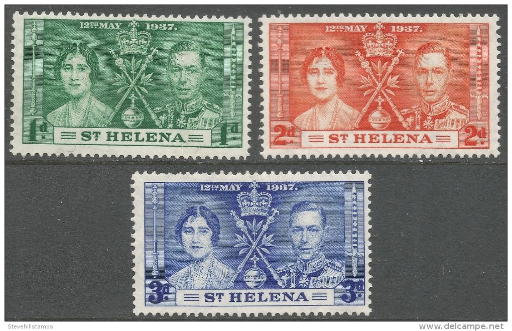 St Helena. 1937 KGVI Coronation. MH Complete Set. SG 128-30 - Saint Helena Island