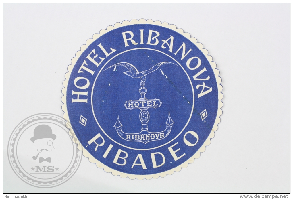 Hotel Ribanova, Ribadeo - Spain - Original Small Hotel Luggage Label - Sticker - Hotel Labels