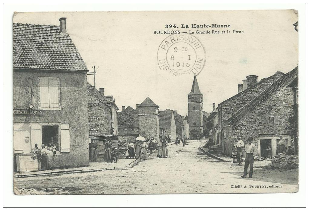 52 - CPA  - BOURDONS - La Grande Rue Et La Poste - ( HAUTE MARNE ) - Sonstige & Ohne Zuordnung