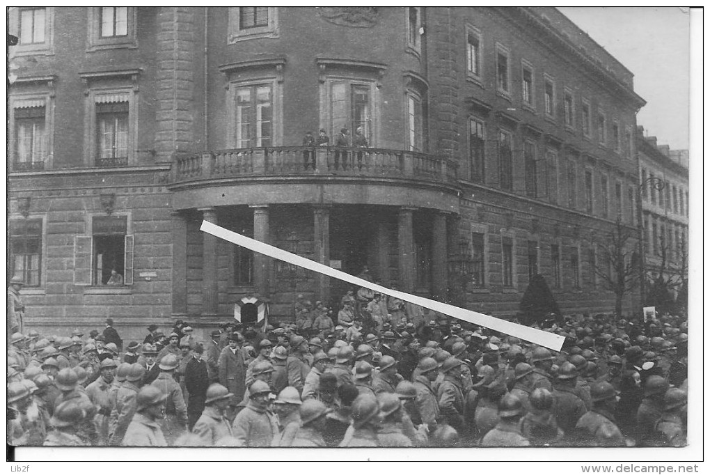 La Musique Devant Le Palais De Landau Occupation De La Ruhr Civils Et Militaires 1 Carte Photo 1914-1918 14-18 Ww1 Wk - Guerre, Militaire