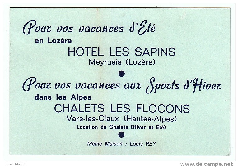Carte Publicitaire - Meyrueis (Lozère) - Hôtel Les Sapins - FRANCO DE PORT - Deportes & Turismo