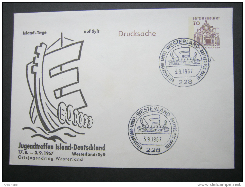 1967, Privatganzsache Sylt , Stempel Westerland - Enveloppes Privées - Oblitérées