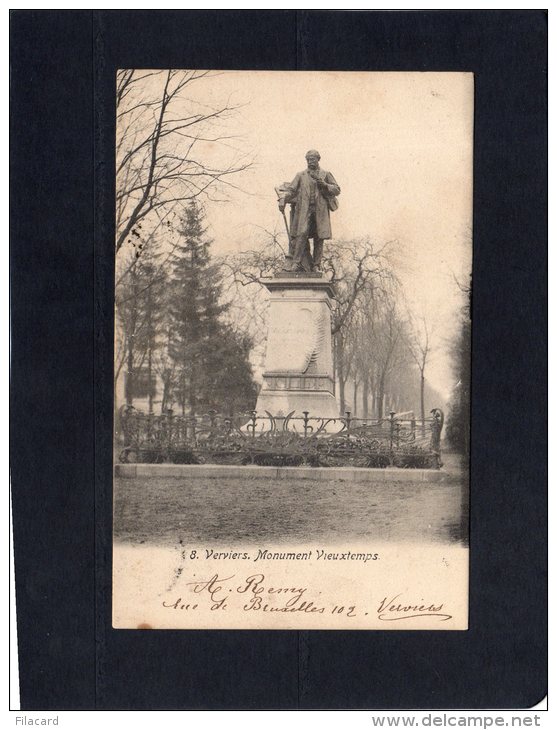 49242    Belgio,    Verviers,  Monument  Vieuxtemps,  VG  1904 - Verviers