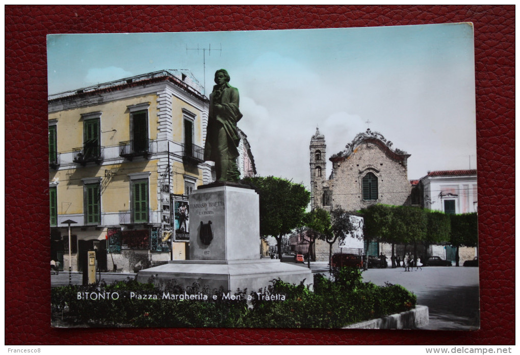 1968 BITONTO PIAZZA MARGHERITA E MONUMENTO A TRAETTA // BARI - Bitonto