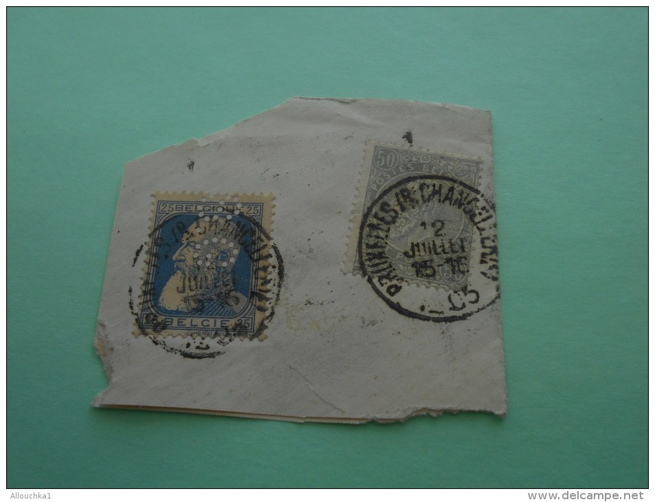 De 1903 >> 1 Timbre Perforé Perfin Perforés Perfins Perforated  OS De Belgique Belgie Sur Fragment - 1863-09