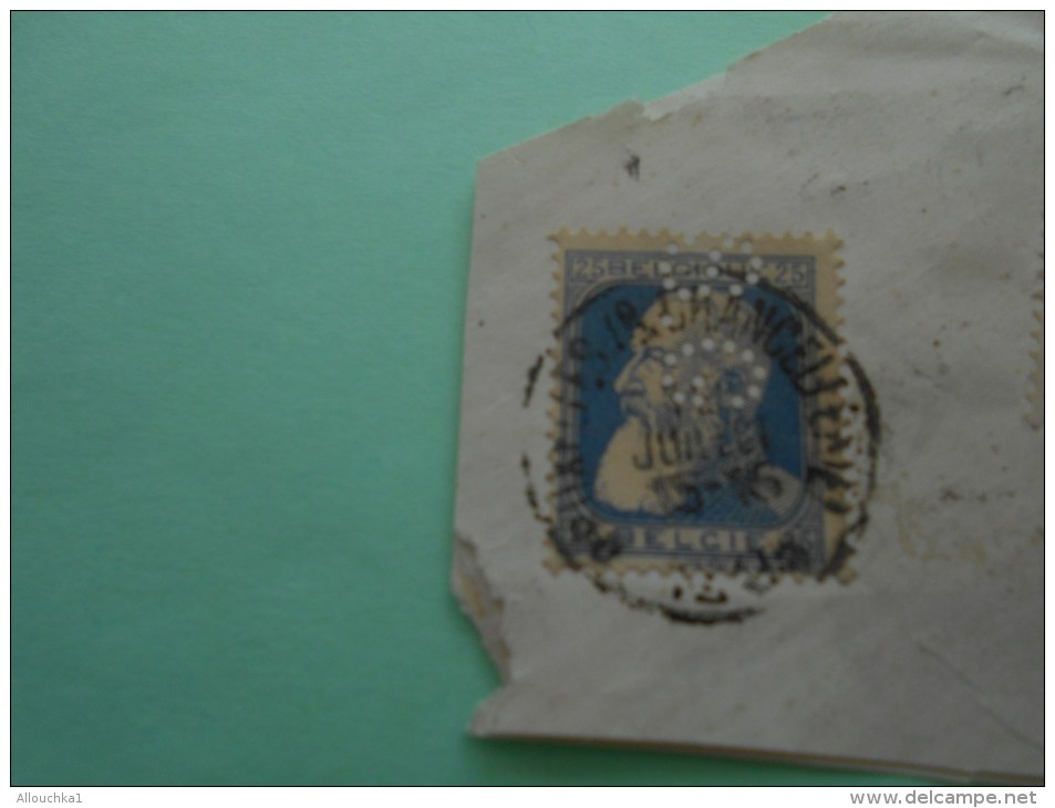 De 1903 >> 1 Timbre Perforé Perfin Perforés Perfins Perforated  OS De Belgique Belgie Sur Fragment - 1863-09