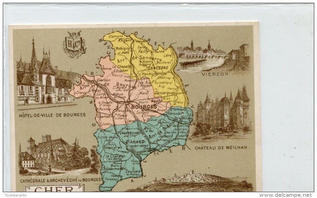 18 PETITE CARTE DU DEPT DU CHER - Autres & Non Classés