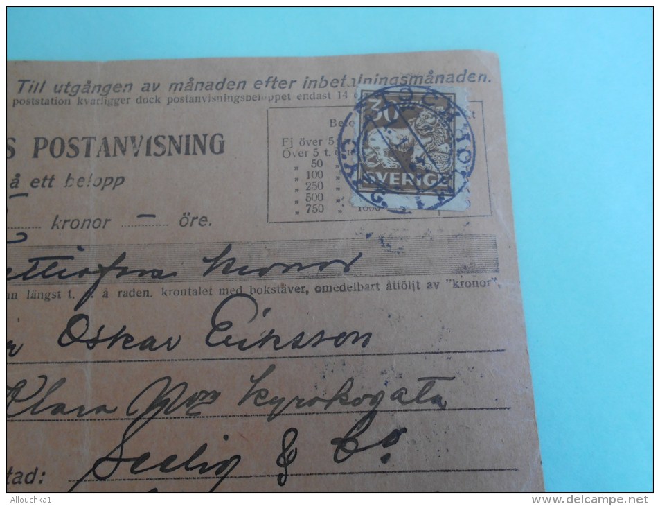 1er Novembre 1921 Stockholm Suède Sverige Mandat Postal INRINKES POSTANVISNING &gt; Berlin Allemagne - 1920-1936 Francobolli In Bobina I