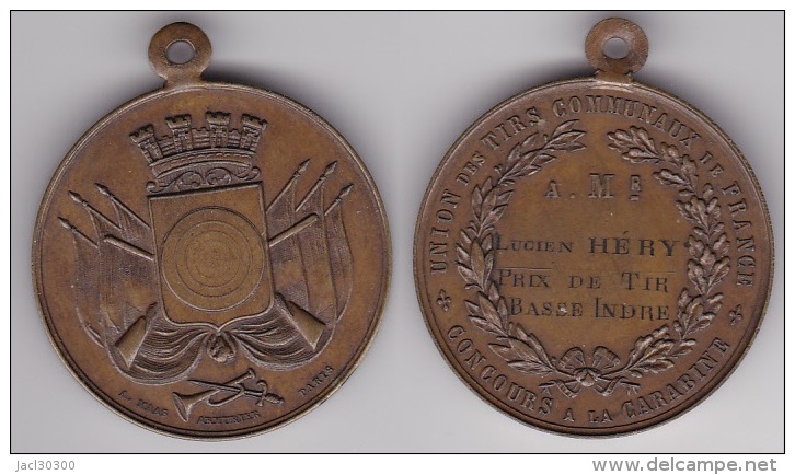 MEDAILLE : UNION DES TIRS COMMUNAUX DE FRANCE, CONCOURS A LA CARABINE Attribuée En Bronze, Diamètre 42 Mm (voir Scan) - Sonstige & Ohne Zuordnung