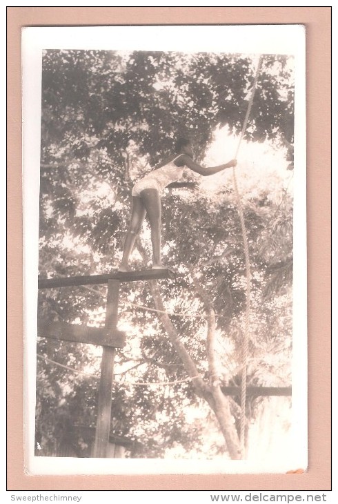 RP NIGERIA  Woman ETHNIC Rope Climbing AFRICA PLAIN BACK POSTCARD NIGERIA WRITTEN IN PENCIL TO THE BACK  2 Of 4 - Nigeria