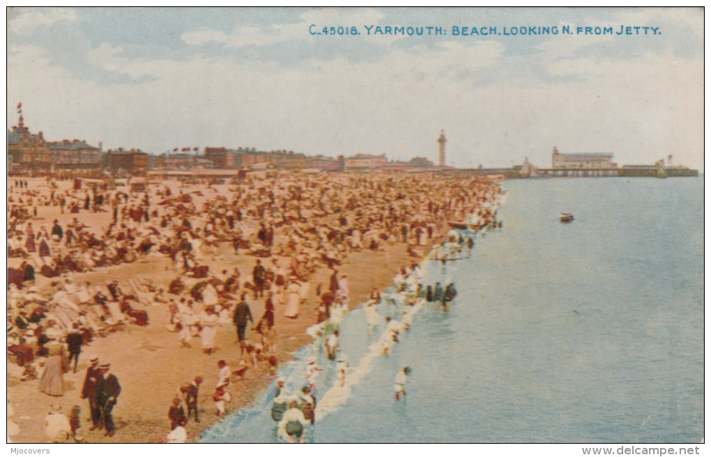 Old Edwardian Postcard Great YARMOUTH People On Beach From Jetty  By PHOTOCHROM CO Celesque Series - Great Yarmouth