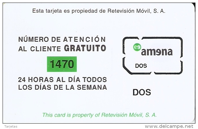 AMR-004 TARJETA DE GSM DE AMENA DUAL CON SU CHIP ORIGINAL (NUEVA-MINT) - Amena - Retevision