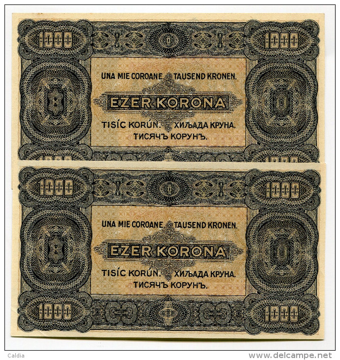 Hongrie Hungary Ungarn 1000 Korona / 8 Filler 1923 AUNC - Consecutives - RARE - Hungary