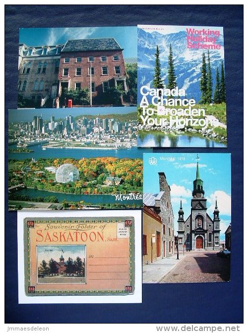 5 Postcards - Canada - Montreal Toronto Post Office - Saskatoon Mountains - Cartes Modernes