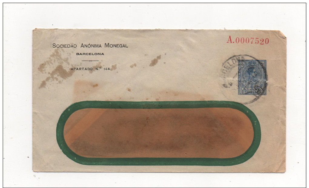 Entero Postal Privado Cerca 1913, Sociedad Anónima Monegal Barcelona - Cartas & Documentos