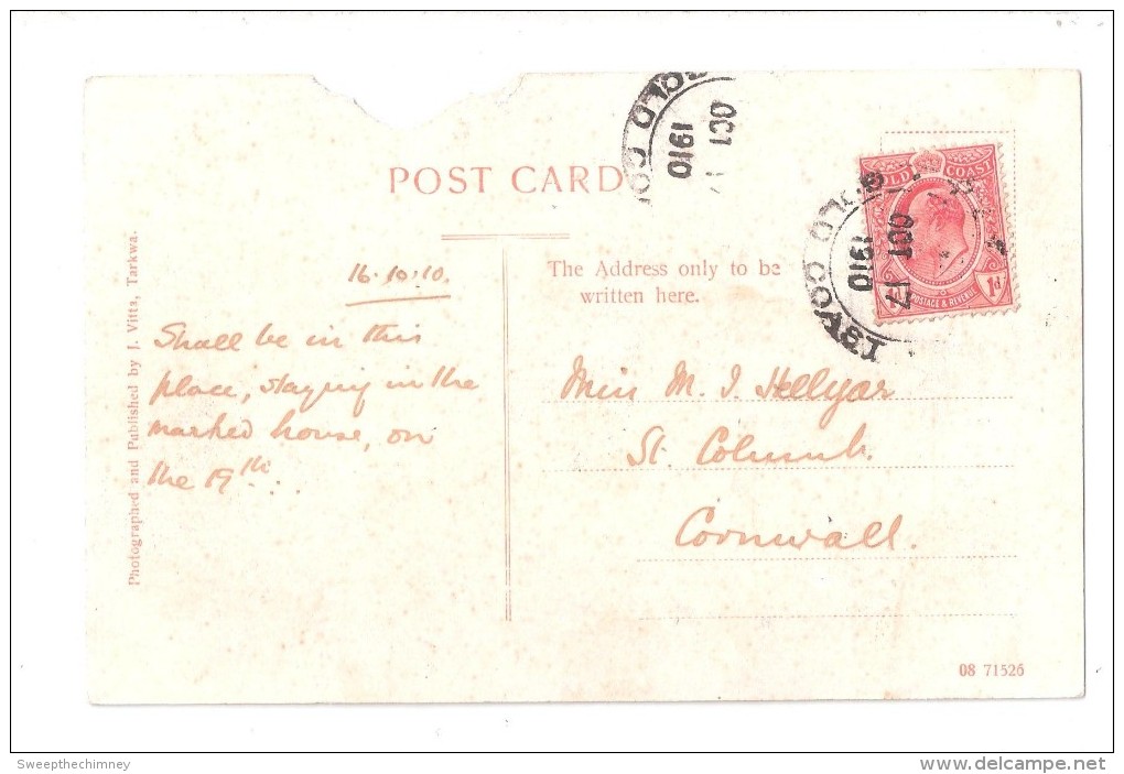 POSTALLY USED 1910 GOLD COAST STAMP POSTMARK ON DAMAGED POSTCARD VIEW OF OBUASI GC WEST AFRICA Ghana - Ghana - Gold Coast