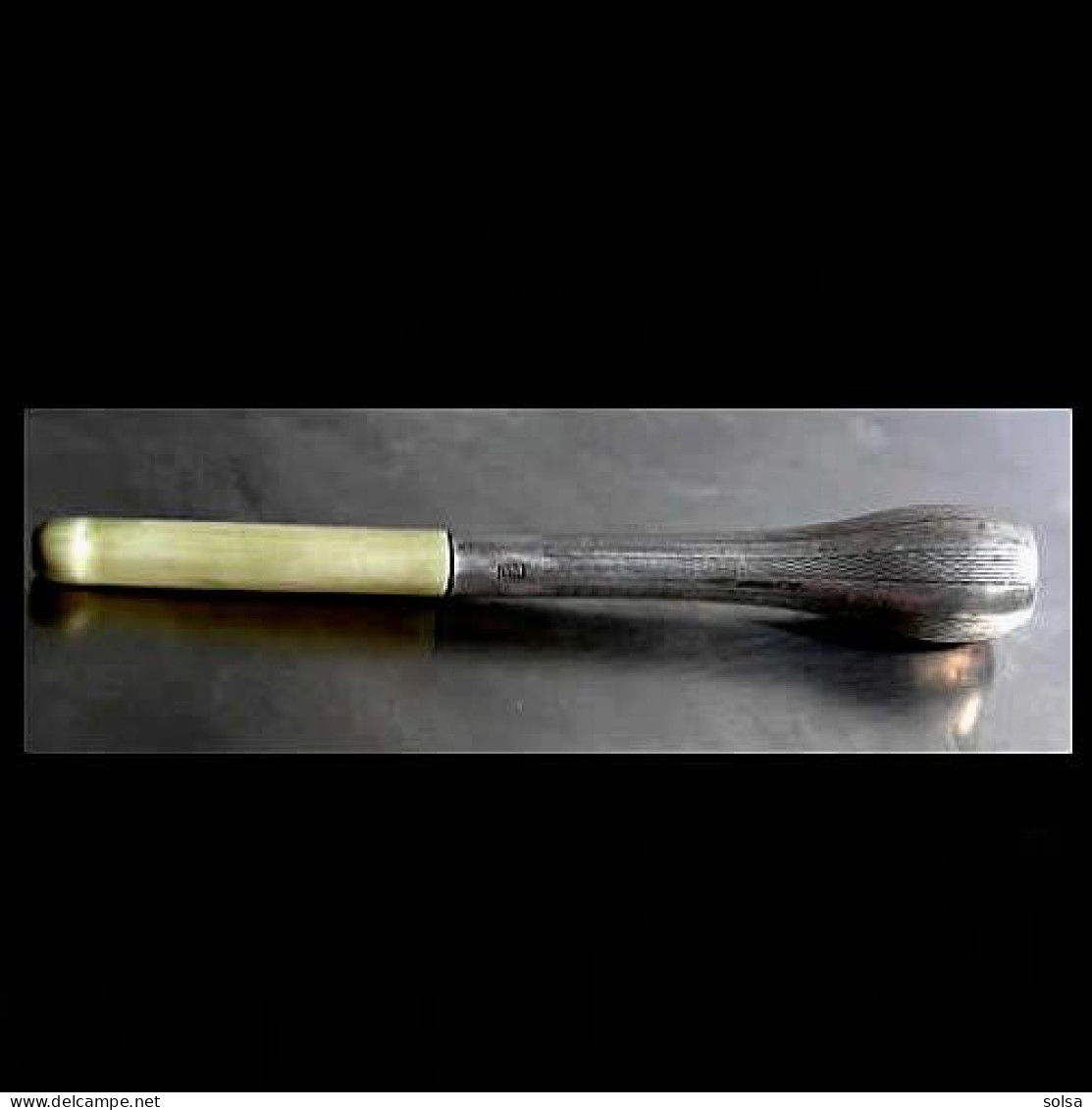 -Ancienne Pipe Fume-cigarette Argent Art Déco Hongrois  Old Art Deco Silver And Bone Pipe  Cigarette-holder From Hungary - Cigarette Holders