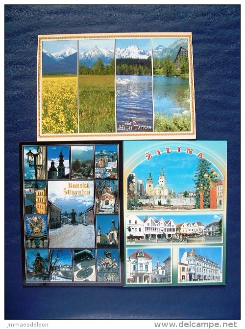 3 Postcards Slovakia - Tatras Mountains - Zilina - Banska Stiavnica - Lake Church Clock Statues - Slovakia