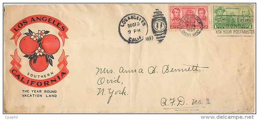 Lettre Cover Etats-Unis Los Angeles 1937 Cover - Covers & Documents