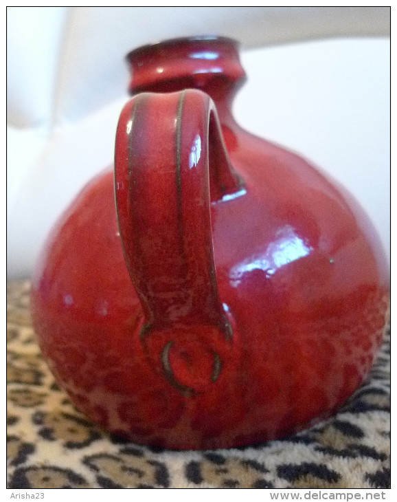 Vintage pottery Topferhof Keramik handmade DDR Romhild decor red VASE no. 1 - heavy