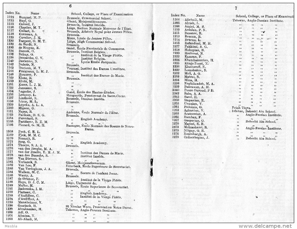 UNIVERSITY  OF  CAMBRIDGE - Examination For The LOWER CERTIFICATE IN ENGLISH - PASS LIST  Of Successful Candidates  1945 - Diploma's En Schoolrapporten