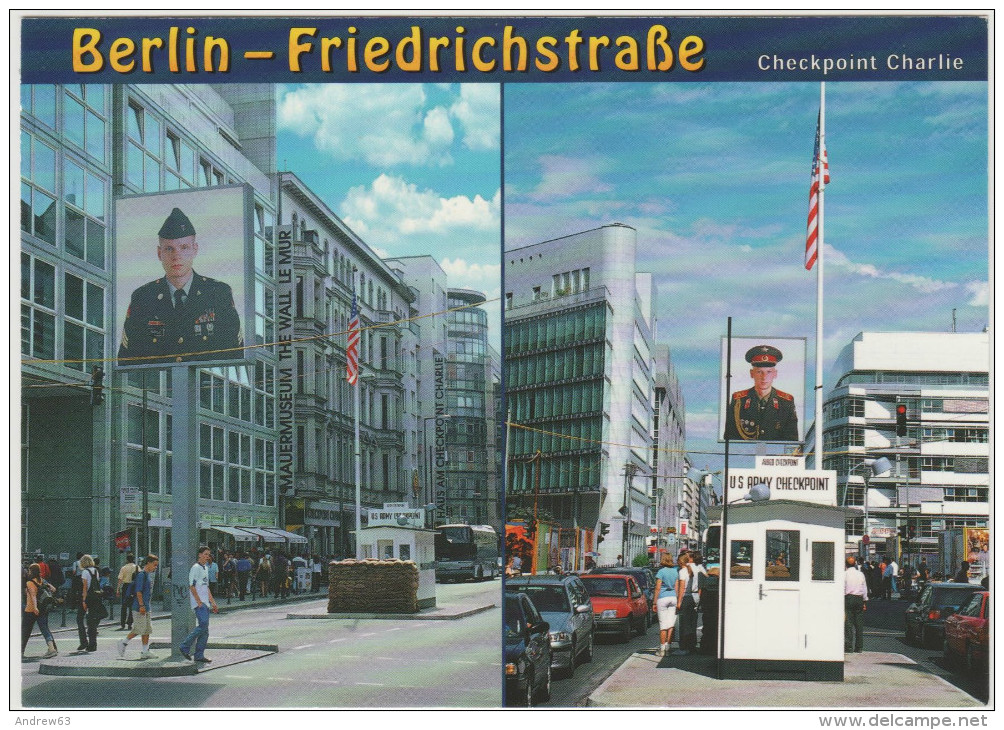 Cartolina - GERMANIA - GERMANY - Deutschland - ALLEMAGNE - Postkarte - Postal Card - 2 VIEWS Of CHECKPOINT CHARLIE FR... - Mitte