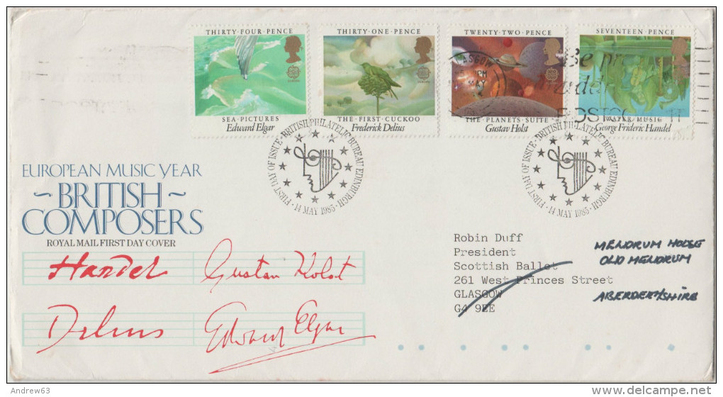 REGNO UNITO - UNITED KINGDOM - GREAT BRITAIN - GB - 1985 - British Composers - FDC - Viaggiata Da Edinburgh Per Aberdeen - 1981-1990 Decimal Issues