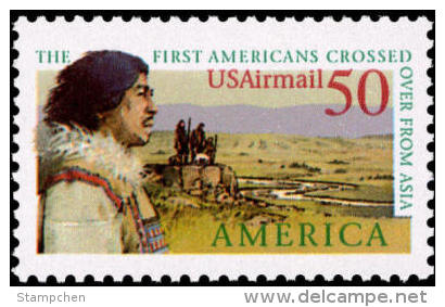 1991 USA Air Mail Stamp Pre-Columbian America Bering Land Bridge Sc#c131 Post History Aboriginal - Altri & Non Classificati