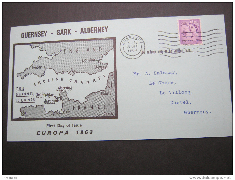 1963 , ALDERNEY , EUROPA     On Cover  ,   2 Scans - Alderney