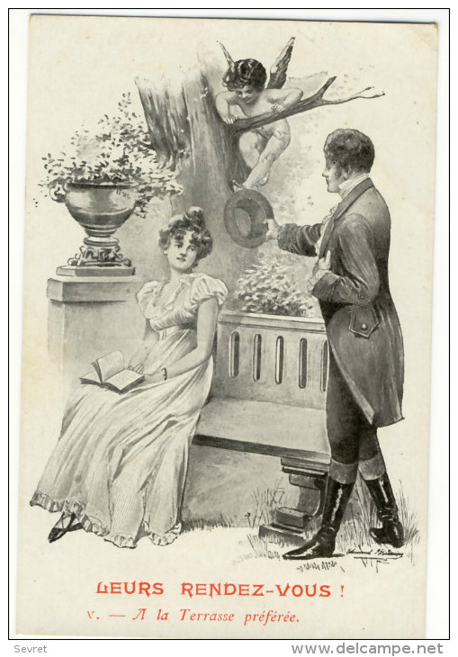 Illustrateur Edmond BRUNING. -  Série " LEURS RENDEZ-VOUS". N° V. Style Viennoise - Couples