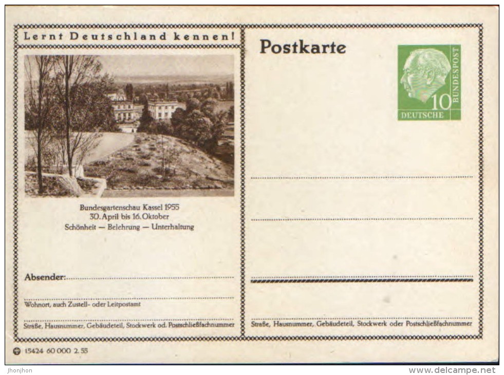 Germany/ Federal Republic- Stationery Postacard Unused - P24 Heuss Type I - Bundesgartenschau Kassel - Postkarten - Ungebraucht