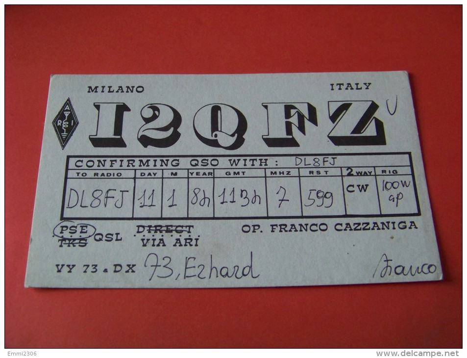 Italy  QSL  Karte  I2QFZ     Radio      11.1.84   ( P - 14 ) - Radio