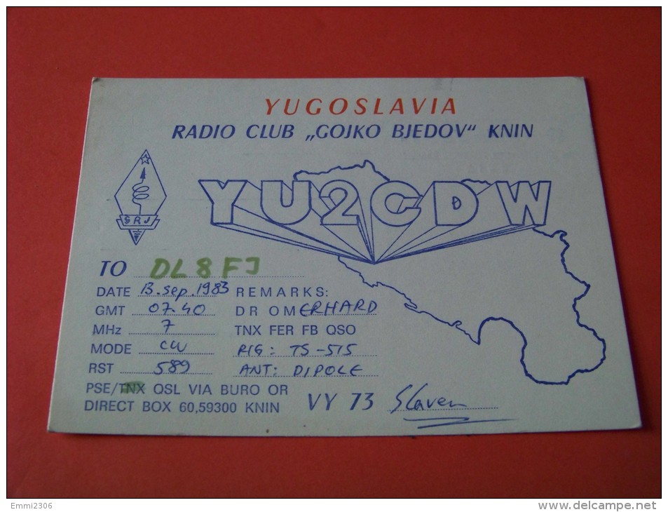 Serbia    QSL  Karte    YU2CDW     Radio   13.Sep.1983      ( P - 14 ) - Radio