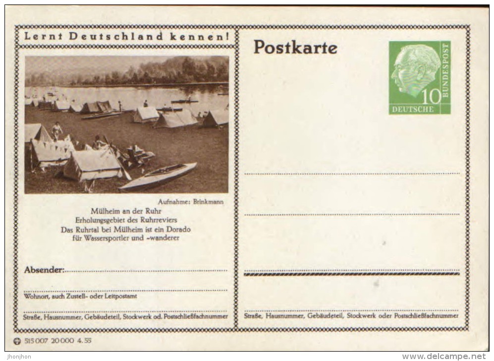 Germany/ Federal Republic- Stationery Postacard Unused - P24 Heuss Type I -Mulheim Am Der Ruhr - Cartes Postales - Neuves