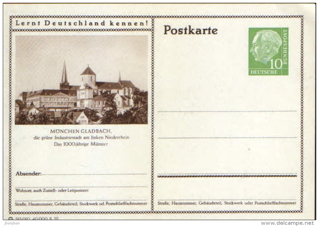 Germany/ Federal Republic- Stationery Postacard Unused - P24 Heuss Type I - Mönchengladbach - Cartes Postales - Neuves