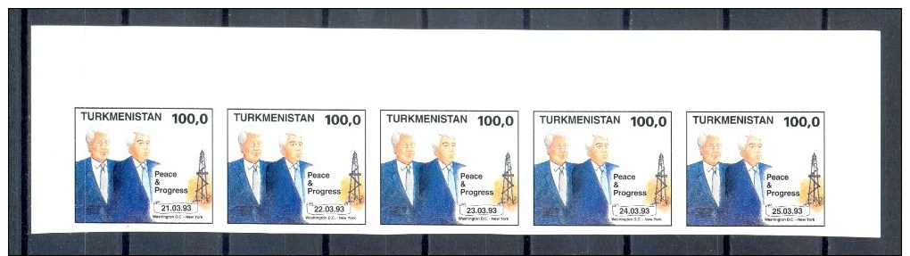 TURKMENISTAN SERIE 5v 1993 * CLINTON PEACE & PROGRESS * IMPERFORATED * MNH - Turkmenistan