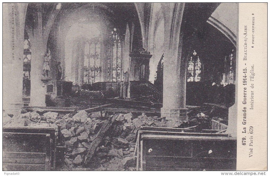 Cp , MILITARIA , La Grande Guerre 1914-15 , BEAUZÉE-s/-AIRE , Intérieur De L'Église - Weltkrieg 1914-18