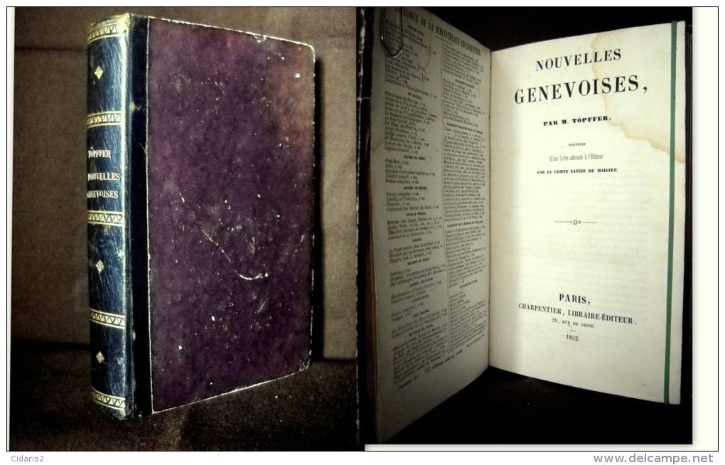 "NOUVELLES GENEVOISES" Rodolphe TÖPFFER Suisse Schweiz Swiss Charpentier Reliure 1842 2ème Edition ! - Auteurs Belges