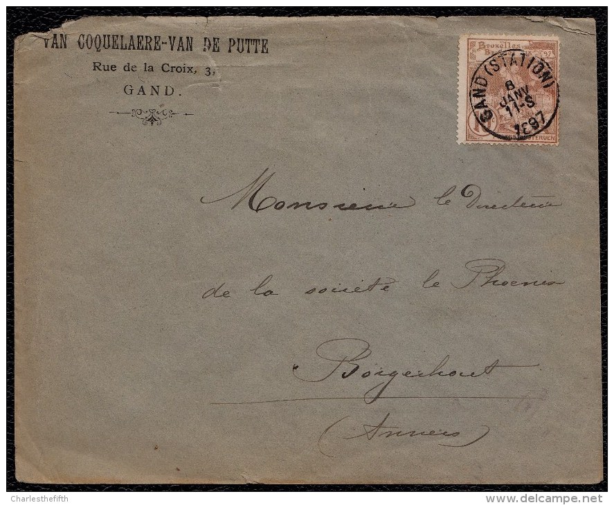 BELGIUM COVER 8 JANV 1897 COB / BOC 72 - GAND STATION VERS BORGERHOUT - 1894-1896 Expositions