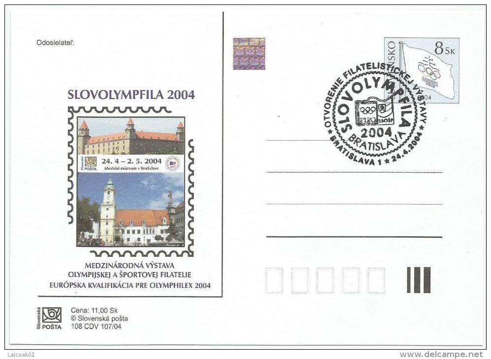 Slovakia 2004. Postal Stationery Card 8 Sk Hologram OLYMPHILEX SLOVOLYMPFILA - Postales