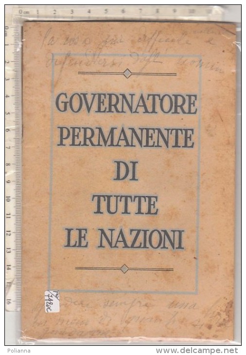 PO7420C# GOVERNATORE PERMANENTE DI TUTTE LE NAZIONI - DISCORSO DEL PRESIDENTE DELLA WATCH TOWER BIBLE & TRACT SOCIET - Storia, Biografie, Filosofia