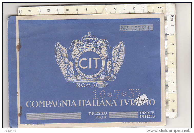 PO7445C# CARNET BIGLIETTI TRENI - COMPAGNIA ITALIANA TURISMO CIT BOLZANO GRIES 1937 - Europa