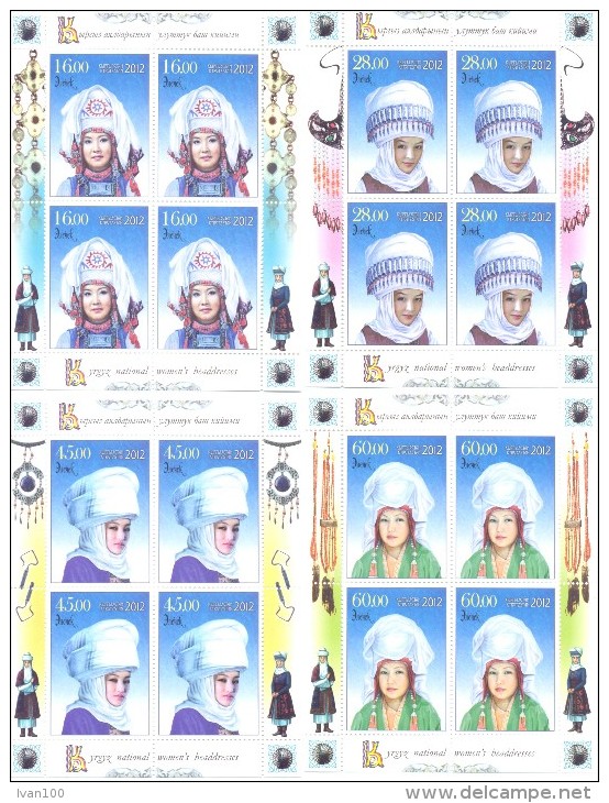 2012. Kyrgyzstan, National Women's Headdresses,, 4 Sheetlets Perforated, Mint/** - Kirghizistan