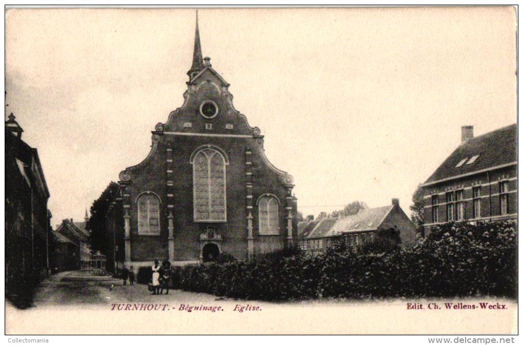 Turnhout  Lot 7 CPA  St Théobalduskapel '29 Begijnhof  Panorama  Gasthuis  Station Begijnenstr   Binnenzicht Begijnhof - Turnhout