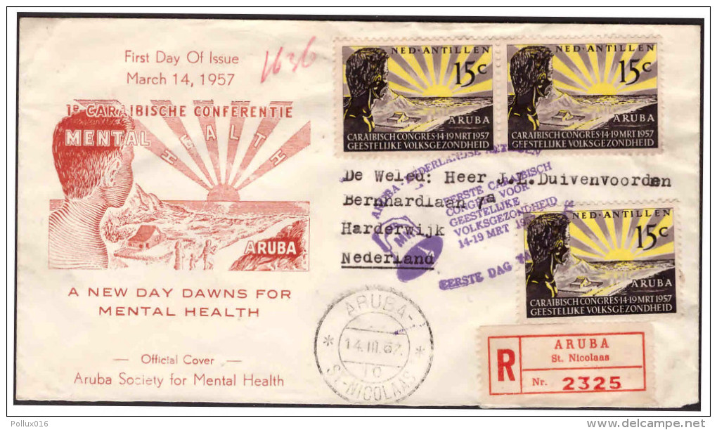 Antillen / Antilles 1957 FDC 1-1M Mental Public-health Closed - Curazao, Antillas Holandesas, Aruba