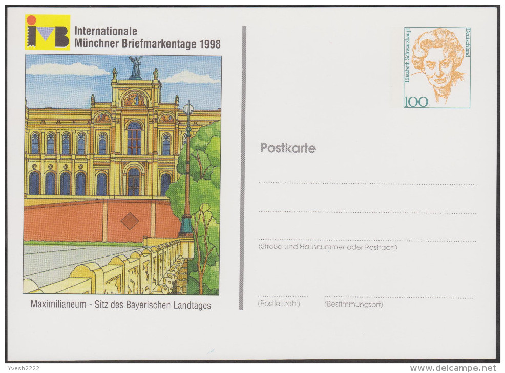 Allemagne 1998. Privatganzsache, Entier Postal Timbré Sur Commande. Munich, Siège Du Parlement De Bavière - Privé Postkaarten - Ongebruikt