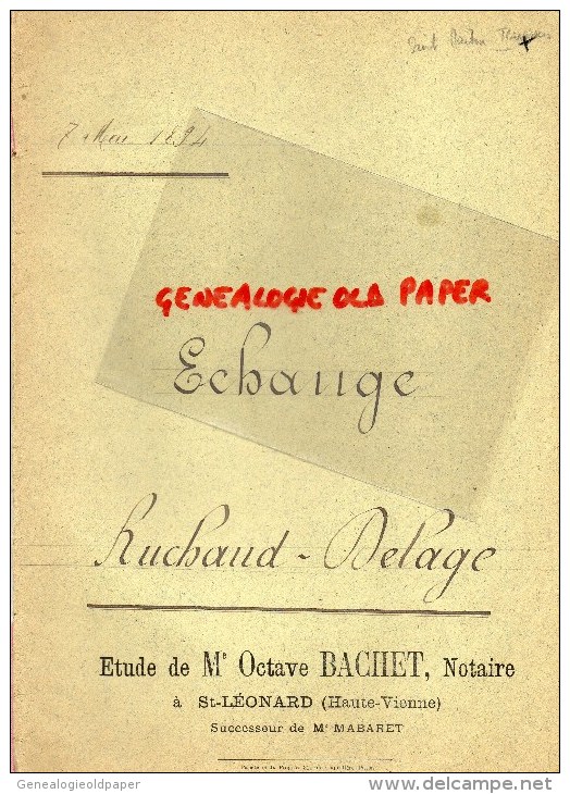 87 - ST MARTIN TERRESSUS- SAINT LEONARD NOBLAT- ECHANGE EMILE RUCHAUD - FRADON- DELAGE PLANTADIS -OCTAVE BACHET 1894 - Manuskripte