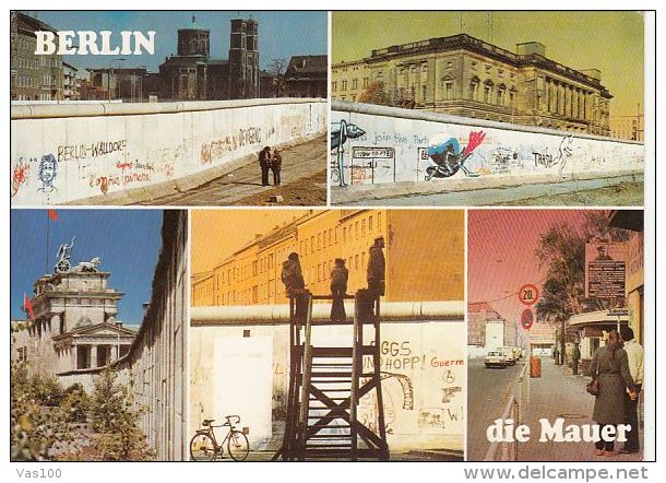 CPA BERLIN- THE WALL, BRANDENBURG DOOR, BIKE - Muro Di Berlino