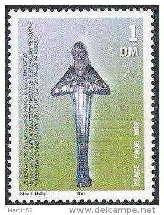 Kosovo UNMIK 2000: Mi-Nr. 4 (1 DM) "Mutter Teresa (1910-1997) Ordensgründerin: Silberstatuette" * Falzspur Trace De MLH - Madre Teresa