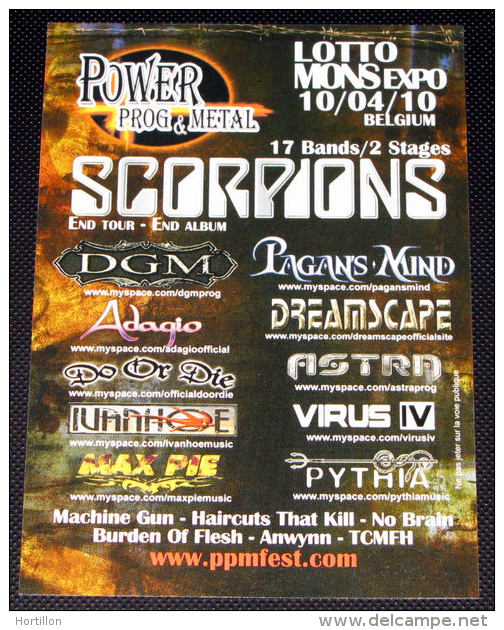 Rare Flyer SCORPIONS Belgium 10/04/2010 MONS * EX / Not A Ticket - Posters